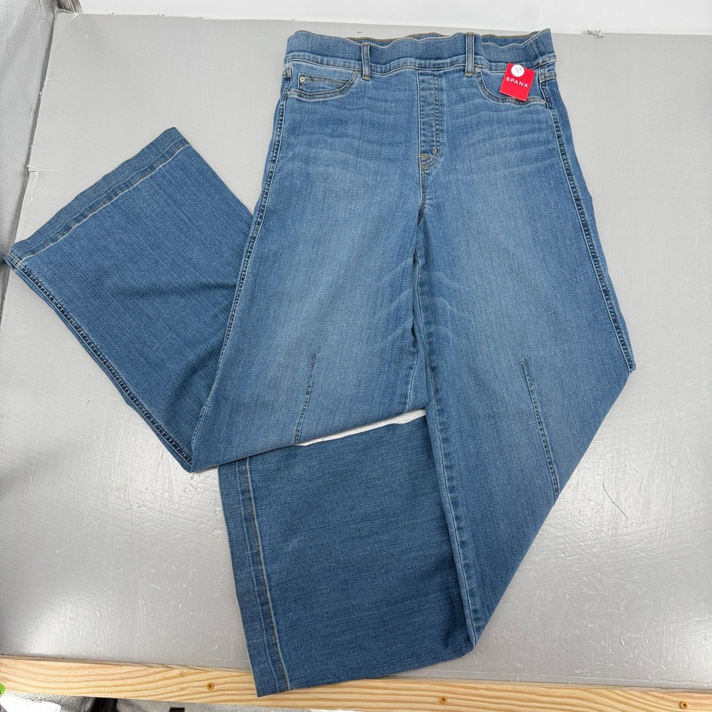 Spanx Seamed Front Wide Leg Jeans Vintage Indigo XL Tall Pull‎ On Denim 20407T